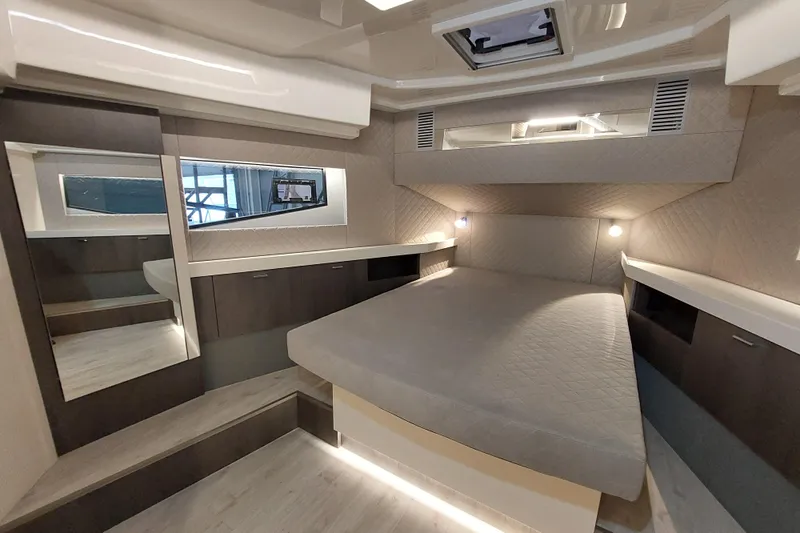  Yacht Photos Pics Luxurious interior of 2026 Cobra Yachts Seamaster 45 with modern design and ambient lighting.