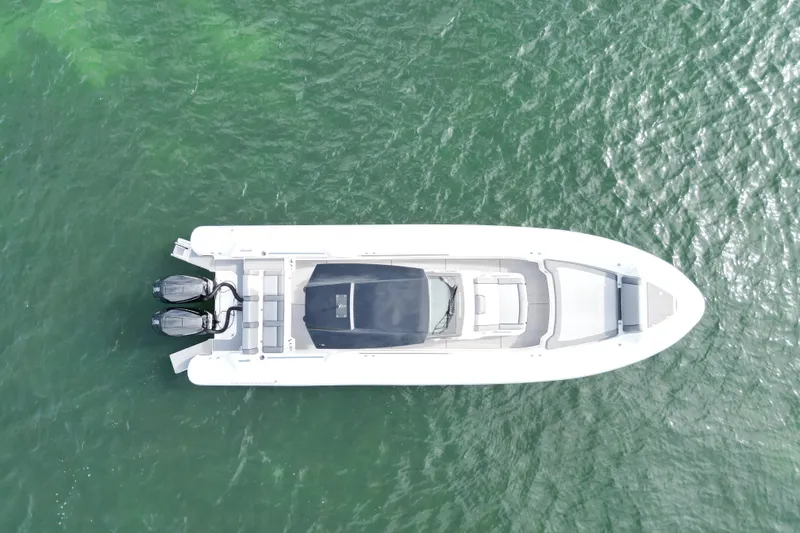  Yacht Photos Pics Aerial view of 2026 Northstar ORION 10 boat on green water.