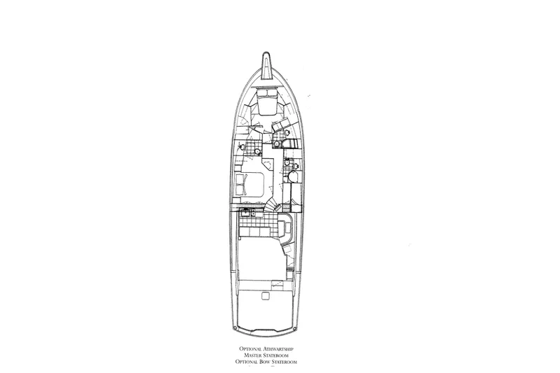 Ventura Yacht Photos Pics Floor plan of 2005 Hatteras 60 Convertible yacht, showcasing interior layout.
