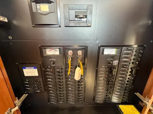 Her Idea Yacht Photos Pics Electrical control panel of a 2005 Meridian 381 yacht.