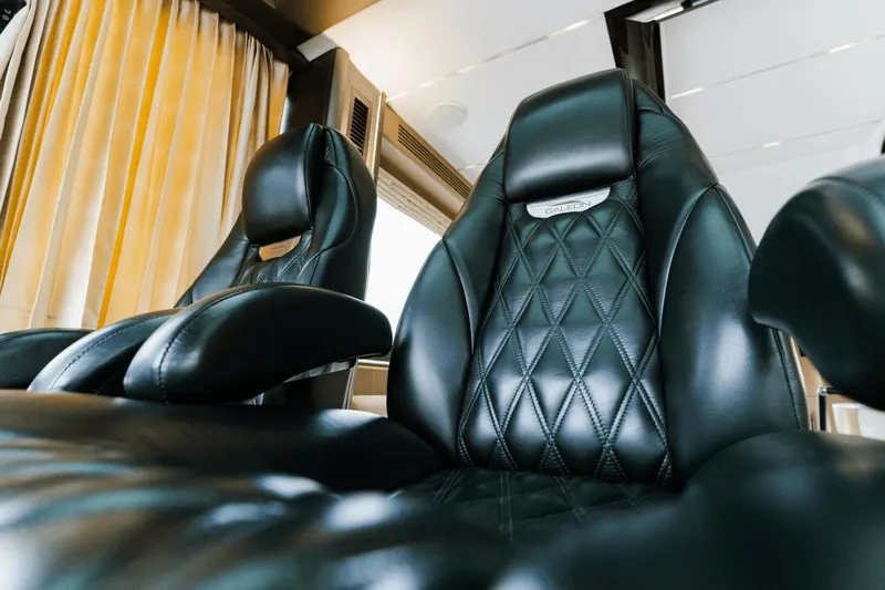 Live More Yacht Photos Pics Luxurious leather seats in 2021 Galeon 680 Fly yacht interior.