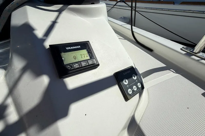 Happy Ours Yacht Photos Pics Yanmar control panel on 2022 Beneteau Oceanis 40.1 sailboat deck.
