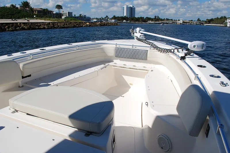 Playin Hooky Yacht Photos Pics 2019 Cobia 344 Center Console boat with spacious seating on calm waters.