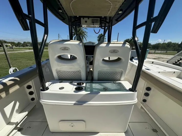  Yacht Photos Pics 2021 Sailfish 29 Center Console boat interior with dual seats and control panel.