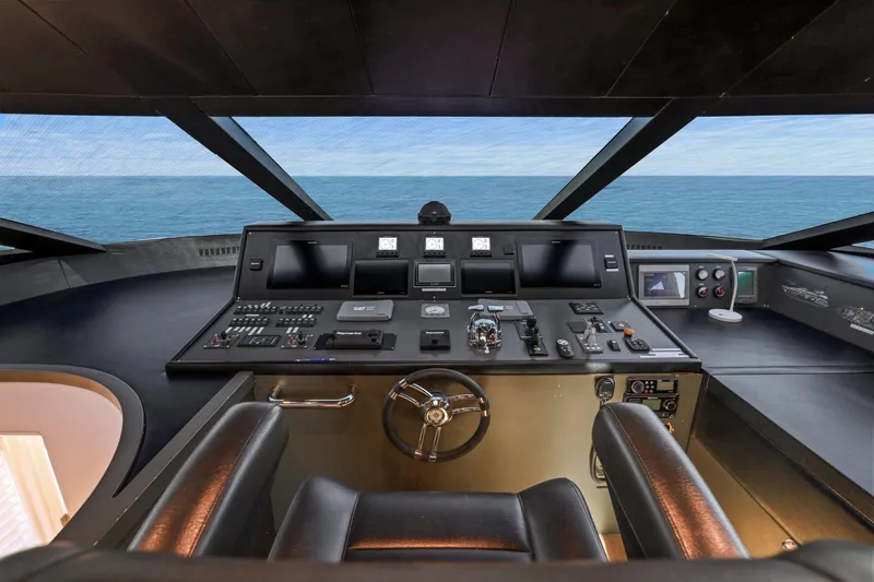 Panacea Yacht Photos Pics Luxurious helm of 2011 Mengi Yay 115 MY yacht with ocean view.