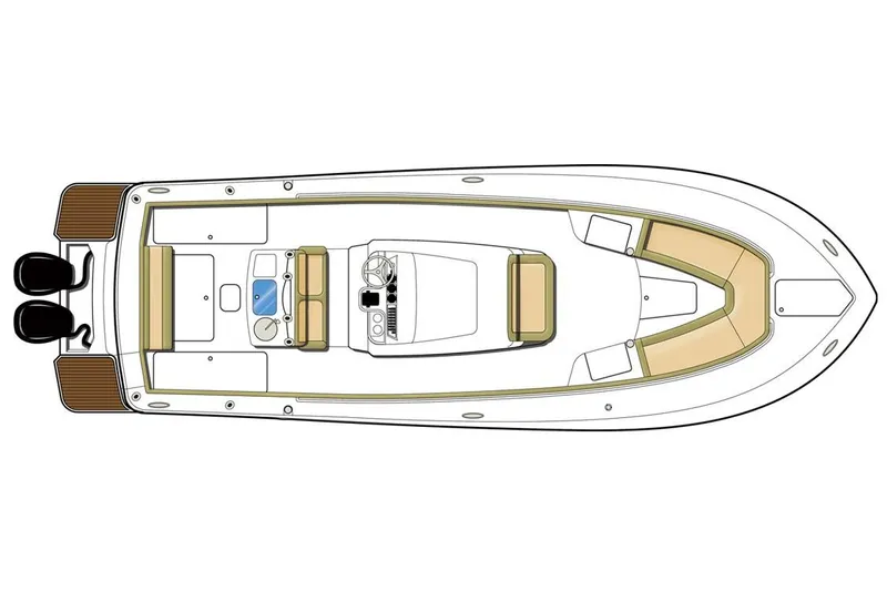 T/t B Happy Yacht Photos Pics Manufacturer Provided Image: Top view of 2019 Scout 320 LXF boat layout with twin engines.