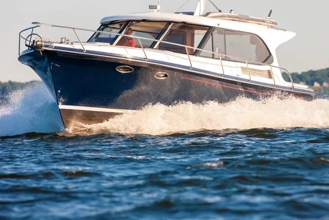  Yacht Photos Pics 2018 Hylas M44 yacht cruising on open water, showcasing sleek design and powerful performance.