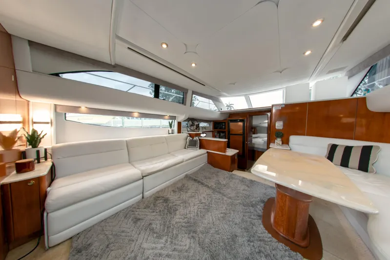  Yacht Photos Pics Luxurious interior of a 2007 Meridian 459 Motoryacht with elegant seating and modern design.