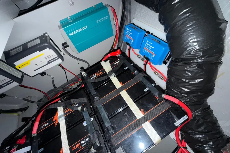 Muse Yacht Photos Pics Electrical system of a 2019 Nautitech 40 Open catamaran with batteries and Mastervolt components.