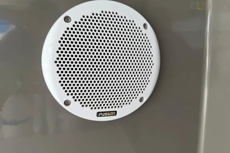 Muse Yacht Photos Pics White Fusion speaker on Nautitech 40 Open 2019 yacht interior.