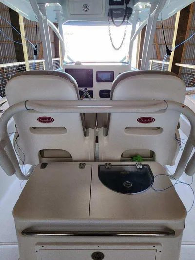 Reel Salty Yacht Photos Pics 2015 Sea Fox 286 Commander boat interior with dual seats and control panel.