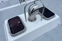 Stainless steel fittings on 1992 Devonport Challenge 67 yacht deck.