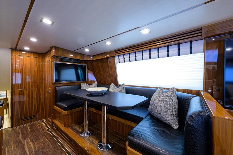 Mirage Yacht Photos Pics 2017 Viking 80 MIRAGE - Dinette Seating & TV