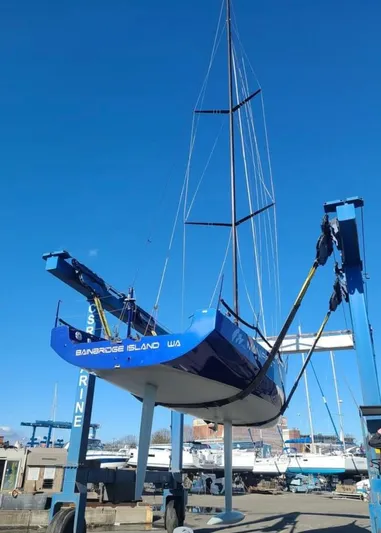 Manifest Yacht Photos Pics 2016 Offshore Racing Van Munster Boats Fred Barrett 35 sailboat in dry dock.