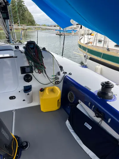Manifest Yacht Photos Pics 2016 Offshore Racing Van Munster Boats Fred Barrett 35 sailboat docked, featuring cockpit and equipment.