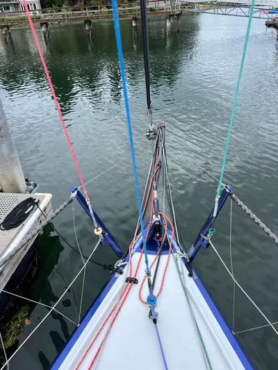 Manifest Yacht Photos Pics Bow view of 2016 Offshore Racing Van Munster Boats Fred Barrett 35 sailboat at dock.