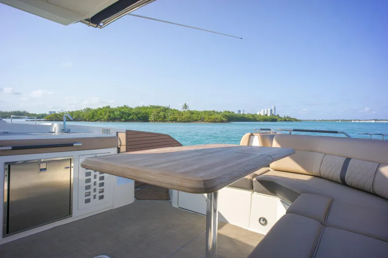  Yacht Photos Pics Luxurious 2018 Sea Ray SLX 400 yacht interior with scenic water view.