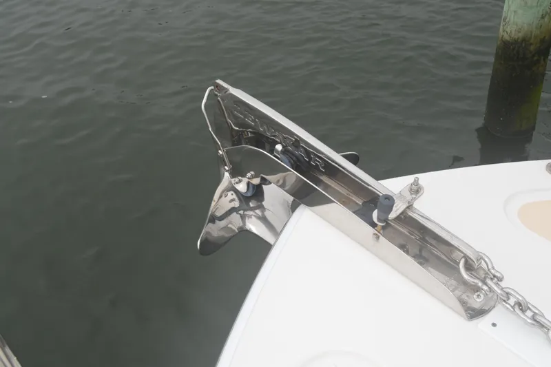 Whim Yacht Photos Pics Anchor and bow of 2020 MJM 43z boat on water.