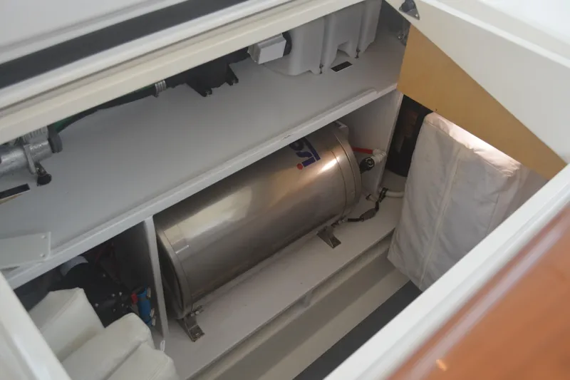 Whim Yacht Photos Pics 2020 MJM 43z yacht interior compartment with equipment and storage.