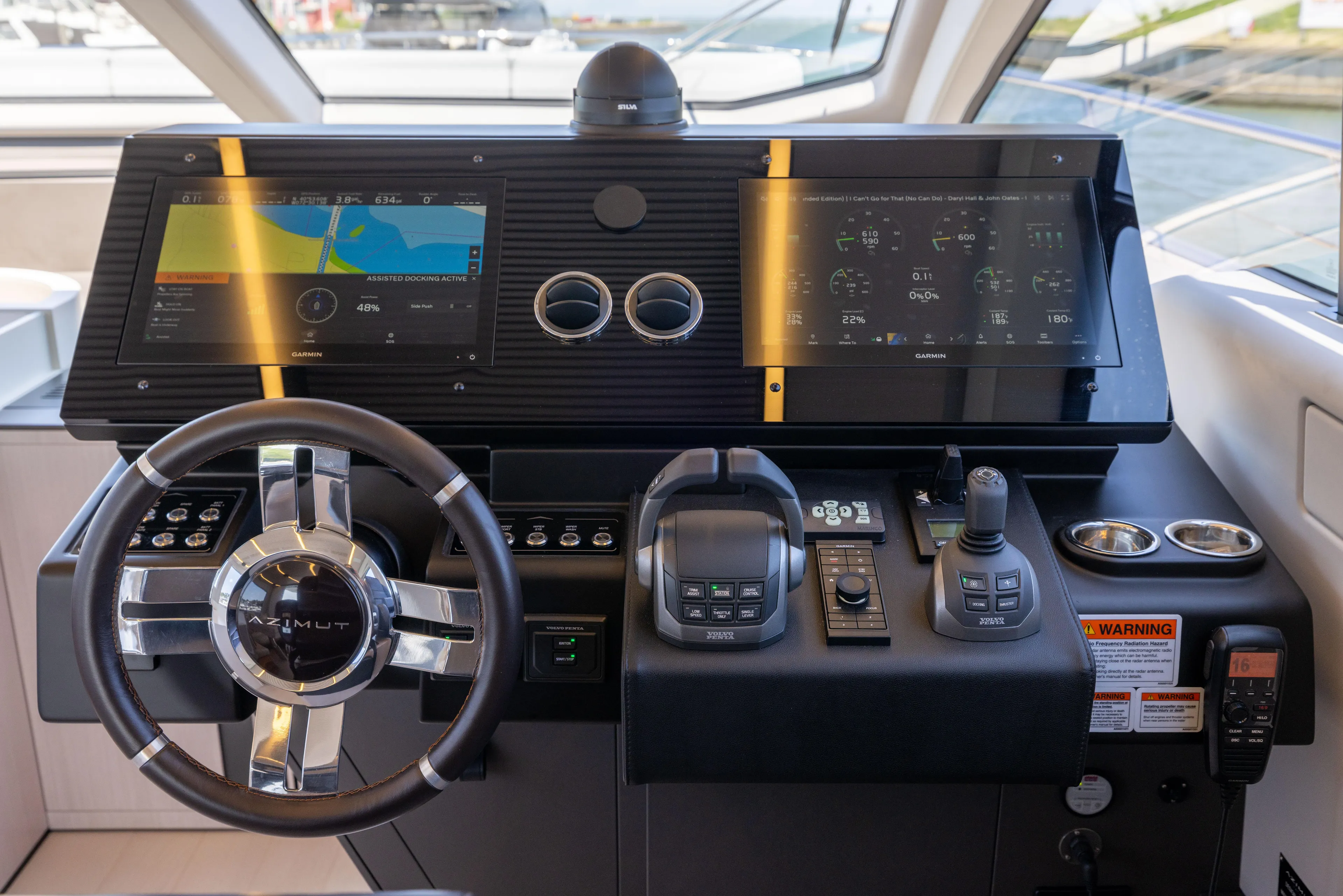 Second Chances Yacht Photos Pics 2024 Azimut S7 yacht helm with advanced navigation displays and controls.