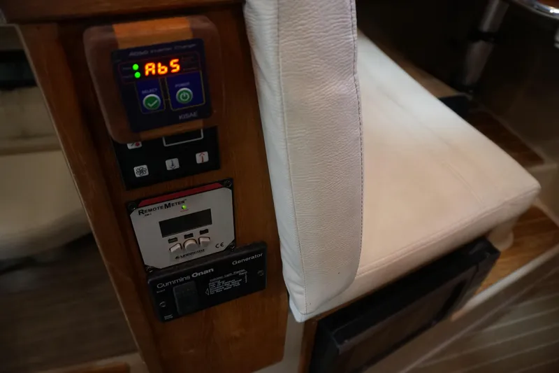  Yacht Photos Pics Control panel and seating inside a 2013 Ranger Tugs S-31 boat.