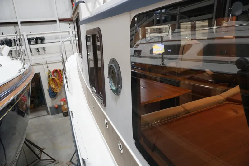  Yacht Photos Pics 2013 Ranger Tugs S-31 boat interior view in a storage facility.