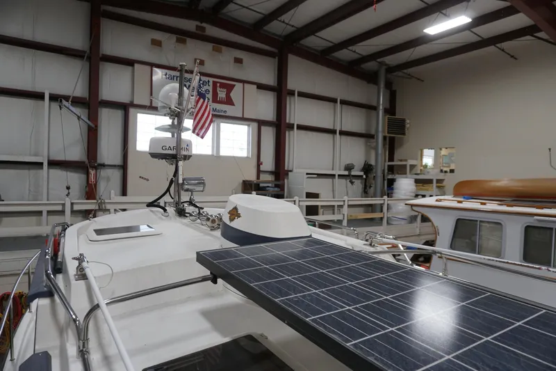  Yacht Photos Pics 2013 Ranger Tugs S-31 with solar panel in a boat workshop.