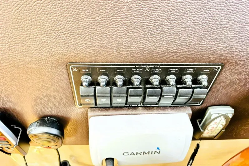  Yacht Photos Pics Control panel of a 2017 Ranger Tugs R-29S boat with Garmin device.