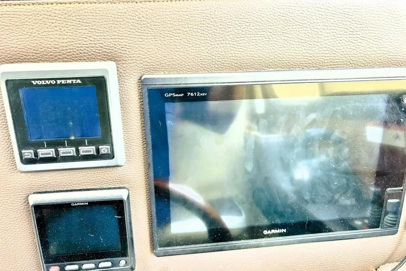  Yacht Photos Pics Volvo Penta and Garmin displays on 2017 Ranger Tugs R-29S dashboard.