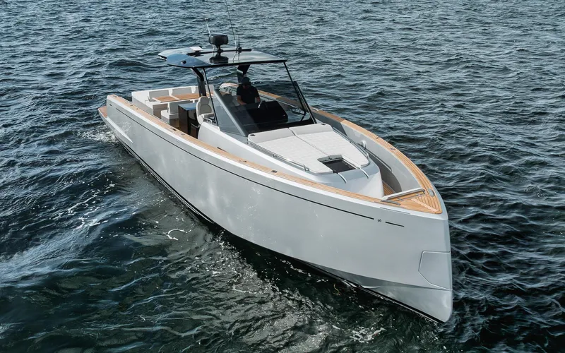  Yacht Photos Pics 2022 Pardo Yachts 43 cruising on open water, showcasing sleek design and luxury features.