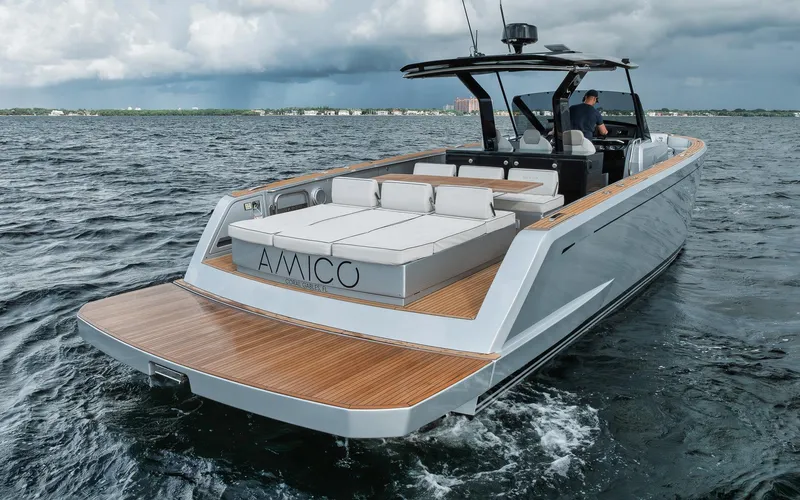  Yacht Photos Pics 2022 Pardo Yachts 43 cruising on open water, featuring sleek design and spacious deck.