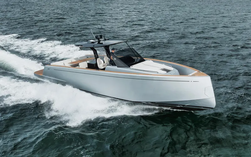  Yacht Photos Pics 2022 Pardo Yachts 43 cruising on open water, showcasing sleek design and performance.
