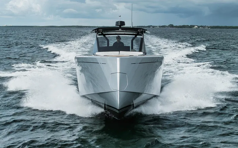  Yacht Photos Pics 2022 Pardo Yachts 43 cruising on open water, showcasing sleek design and powerful performance.