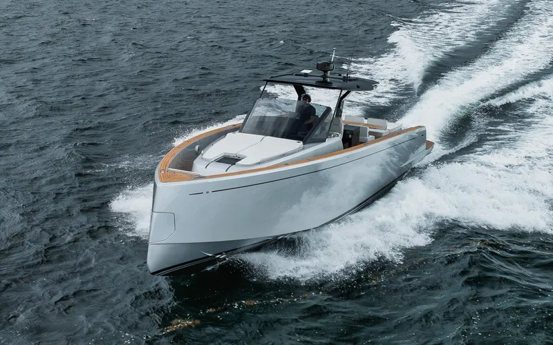  Yacht Photos Pics 2022 Pardo Yachts 43 cruising on open water, showcasing sleek design and performance.