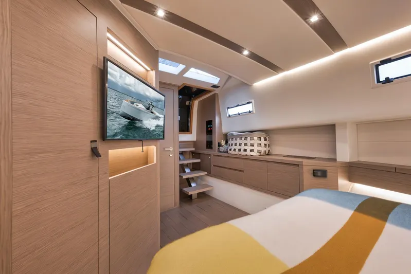  Yacht Photos Pics Luxurious interior of 2022 Pardo Yachts 43, featuring modern design and cozy amenities.