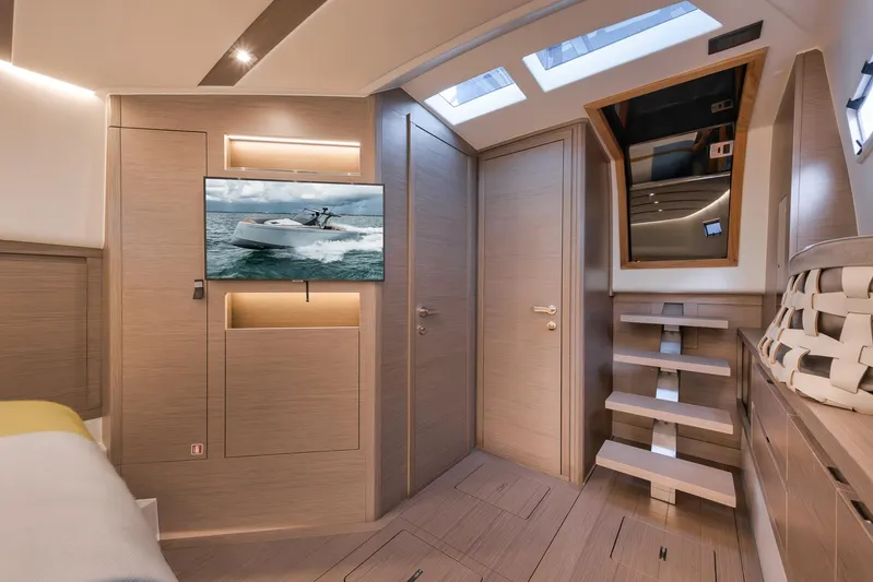  Yacht Photos Pics Luxurious interior of 2022 Pardo Yachts 43 with modern design and skylights.