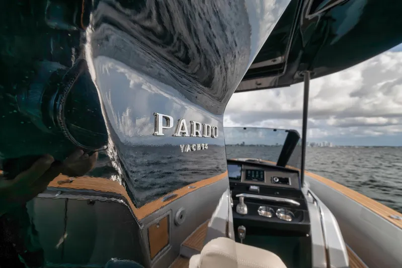  Yacht Photos Pics 2022 Pardo Yachts 43 on water, showcasing sleek design and luxury features.