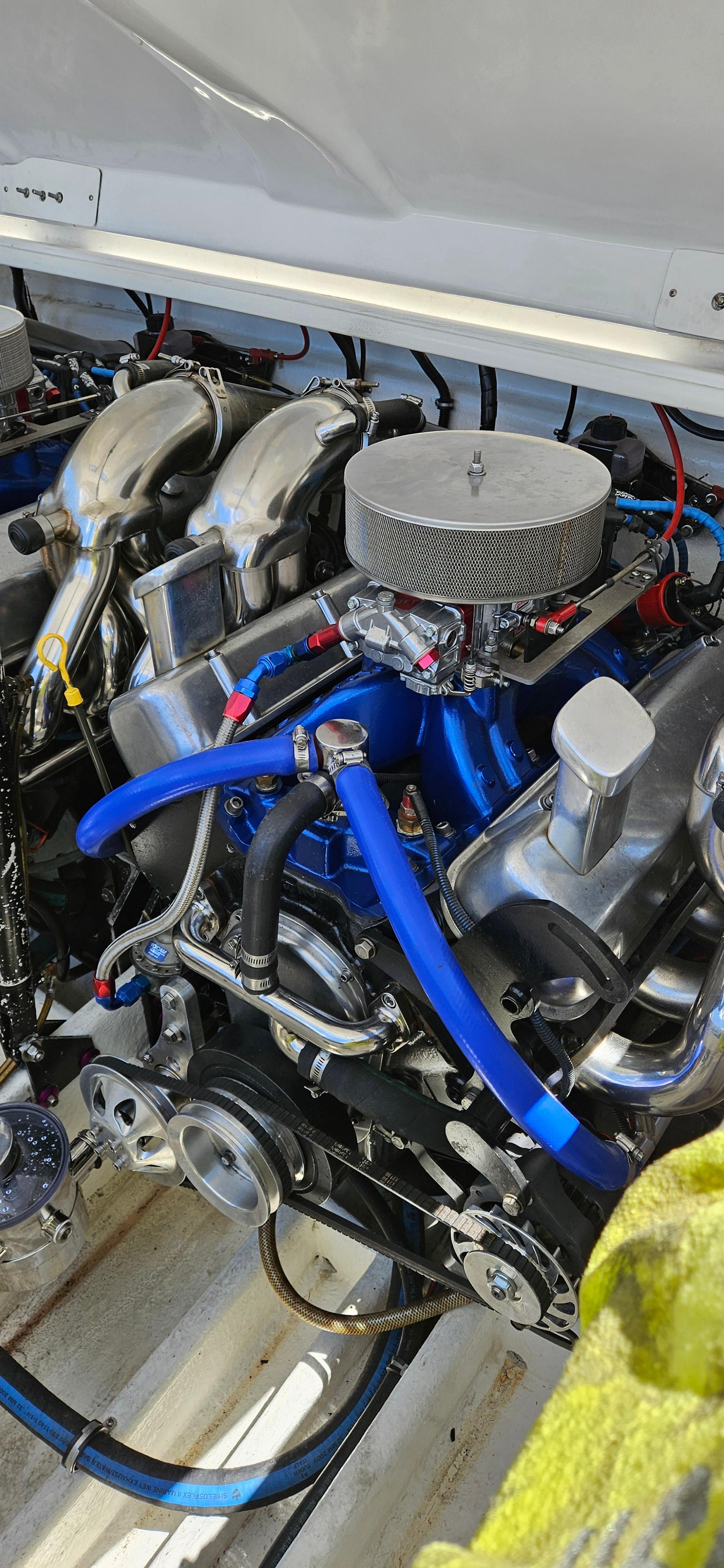 Engine compartment of a 1997 Outerlimits 37 Stiletto boat.
