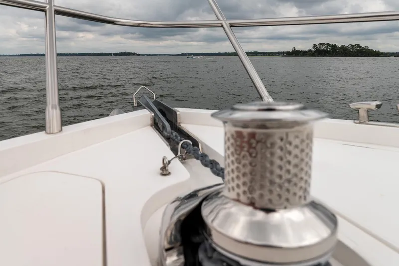Regent Yacht Photos Pics Bow view of 2021 Princess S62 yacht on a cloudy day at sea.