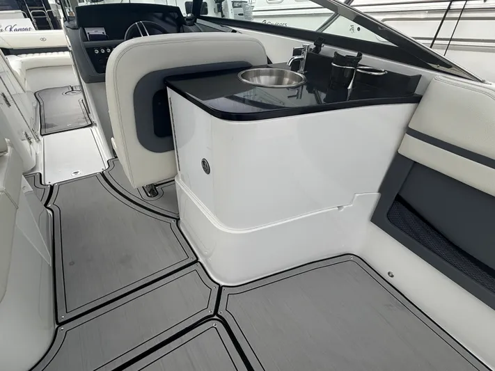 Yacht Photos Pics 2022 Cobalt 30SC boat interior with sleek design and modern amenities.
