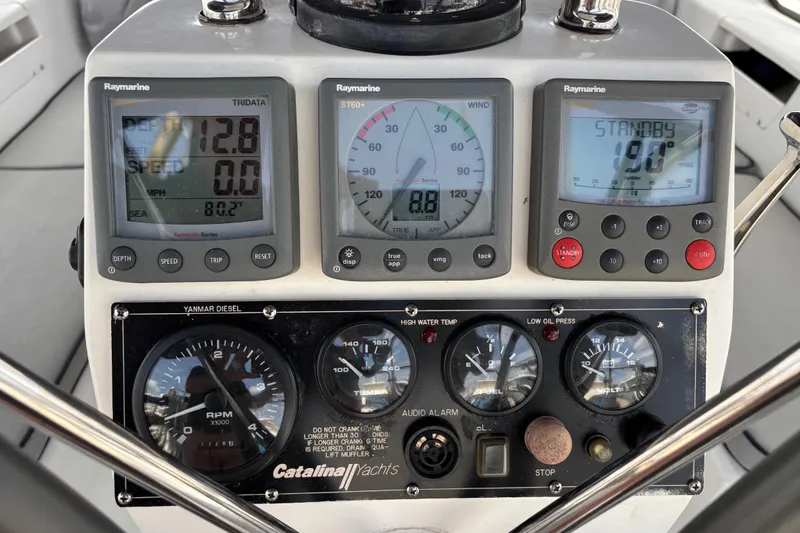  Yacht Photos Pics Control panel of a 2006 Catalina 42 MkII yacht with Raymarine instruments.