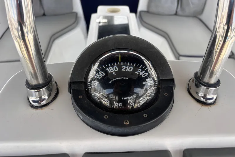  Yacht Photos Pics Compass on 2006 Catalina 42 MkII yacht, surrounded by stainless steel fittings.