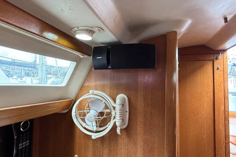  Yacht Photos Pics Interior of 2006 Catalina 42 MkII yacht with Bose speaker and fan.