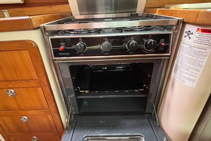  Yacht Photos Pics Catalina 42 MkII 2006 yacht kitchen with a Princess stove and oven.