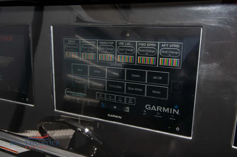  Yacht Photos Pics Garmin control panel on Fountain 32 NX boat, 2022 model.