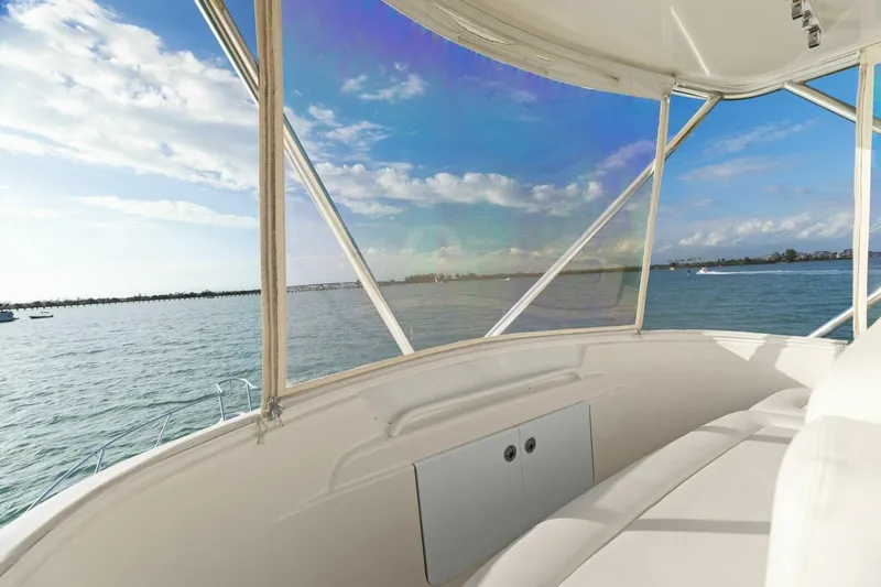 Salty Dach Yacht Photos Pics 2013 Tiara Yachts 3900 Convertible interior with ocean view and clear skies.