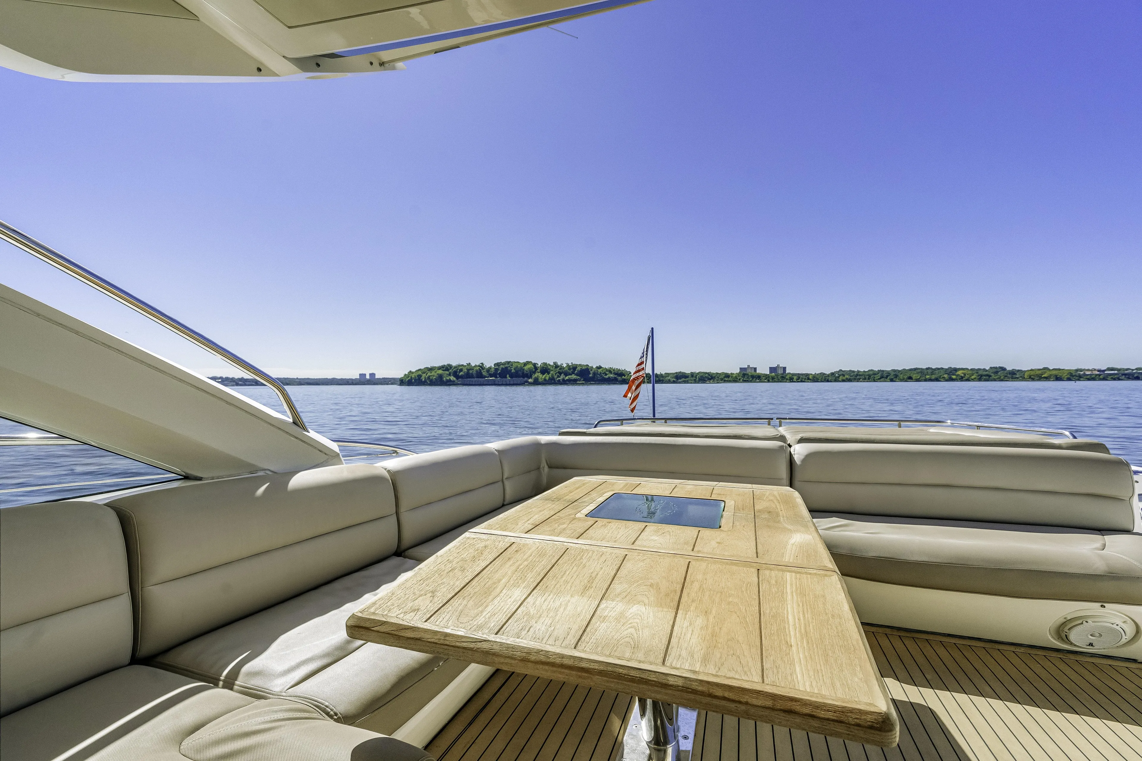  Yacht Photos Pics Luxurious Sunseeker 68 Sport Yacht 2014, featuring elegant deck seating and scenic water views.