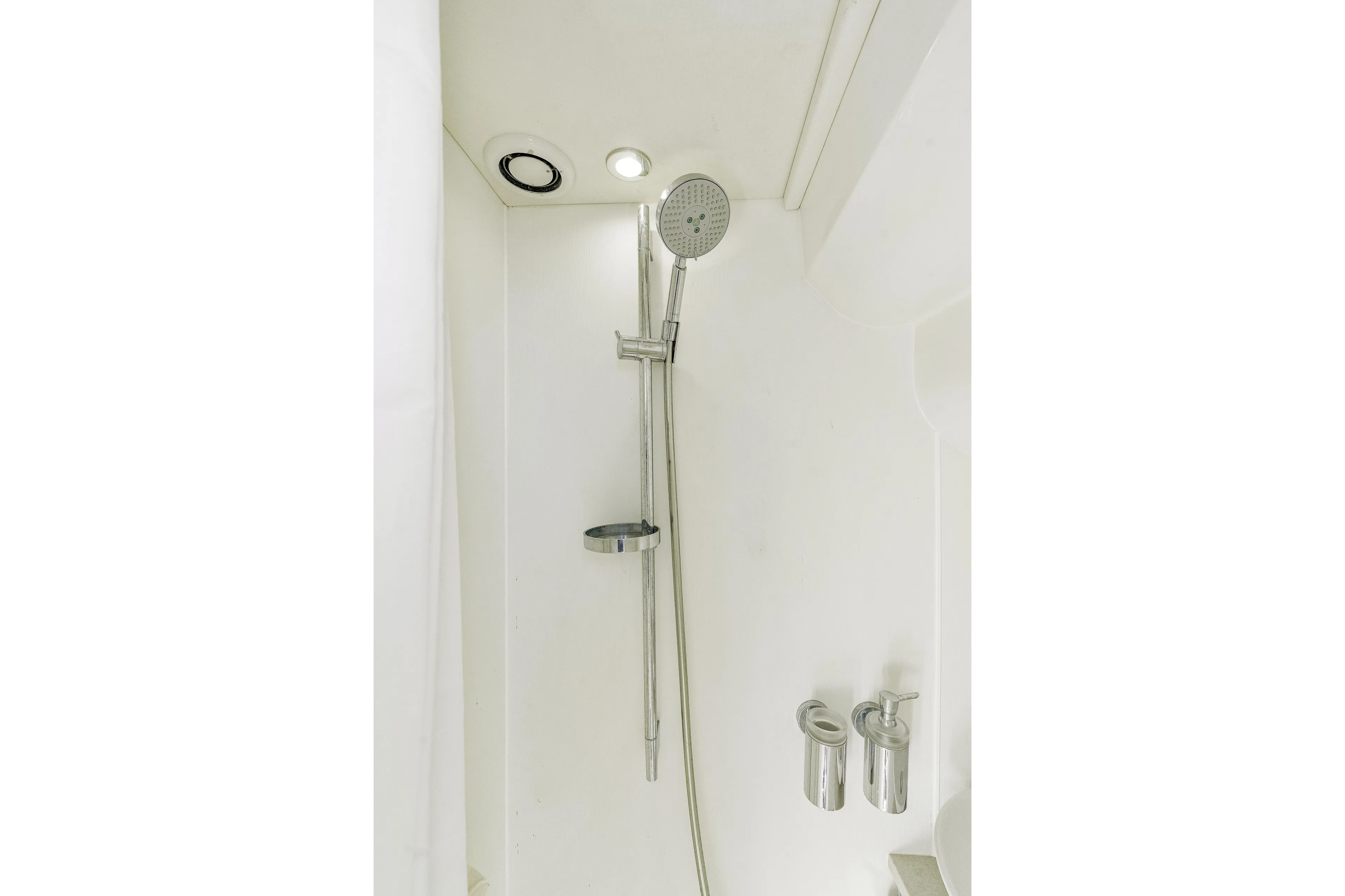  Yacht Photos Pics Shower area in 2014 Sunseeker 68 Sport Yacht, featuring modern fixtures.