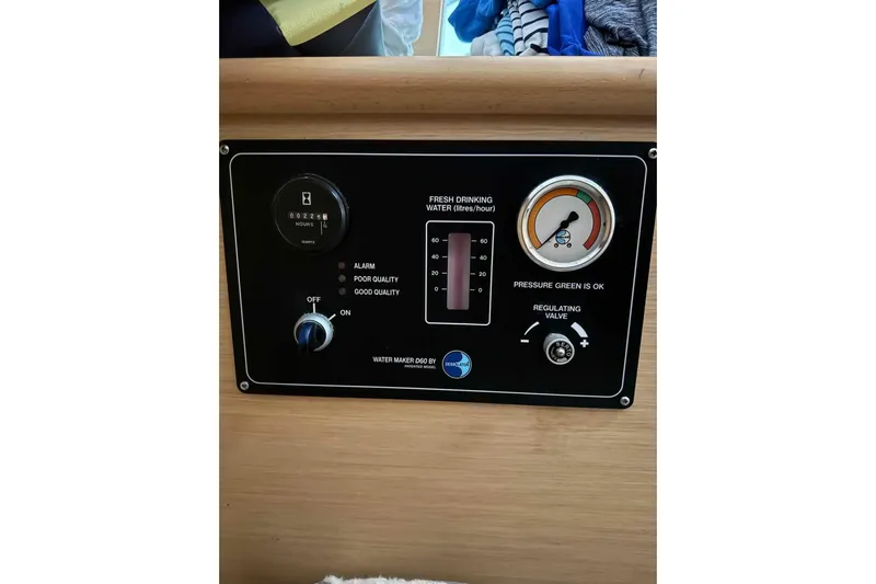 Apres-sea Yacht Photos Pics Control panel of a 2012 Lagoon 380 S2 yacht water maker system.