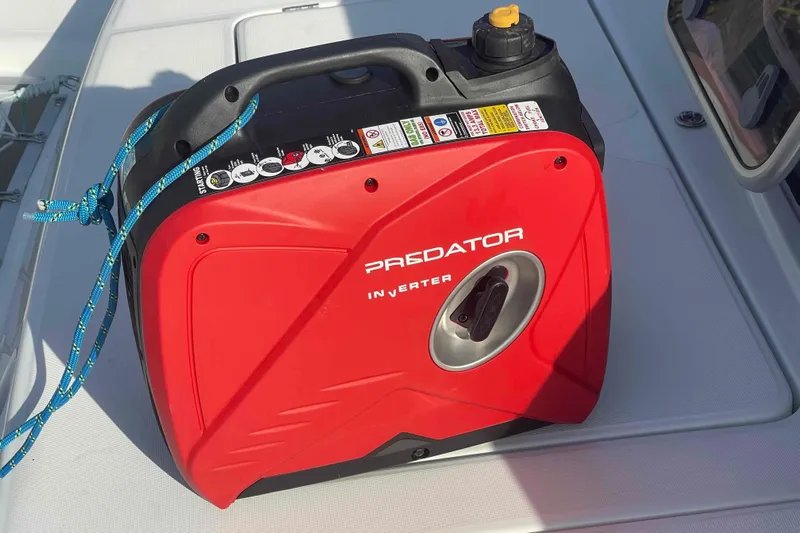 Apres-sea Yacht Photos Pics Red Predator inverter on Lagoon 380 S2 yacht deck, 2012 model.